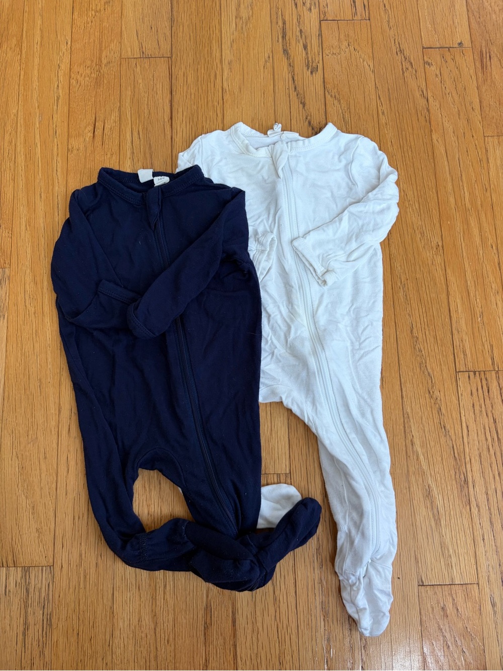 Baby One-Piece Footed Zip Pajama - Navy & White (2 pairs)
